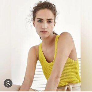Massimo Dutti Women's Size Medium Made in Italy Bright Yellow Knit Tank Top